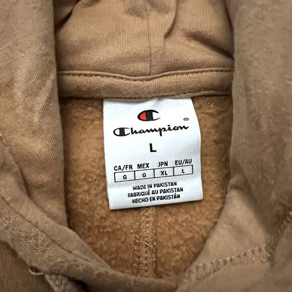Champion Men's Powerblend Hoodie Size L Tantalizing Tan Pullover Sweatshirt NEW - Picture 3 of 8